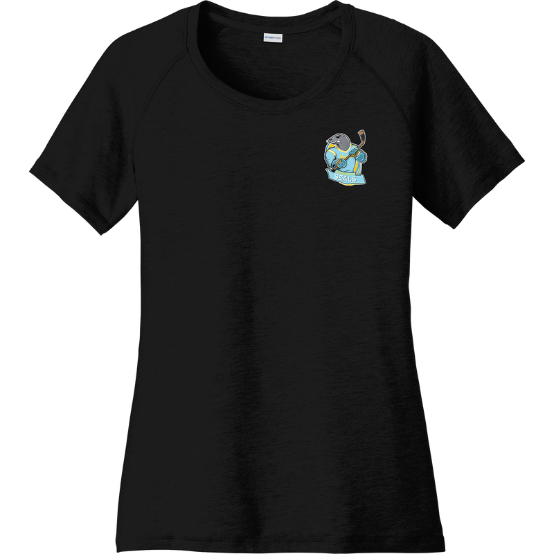 Atlantic City Seals Ladies PosiCharge Tri-Blend Wicking Scoop Neck Raglan Tee